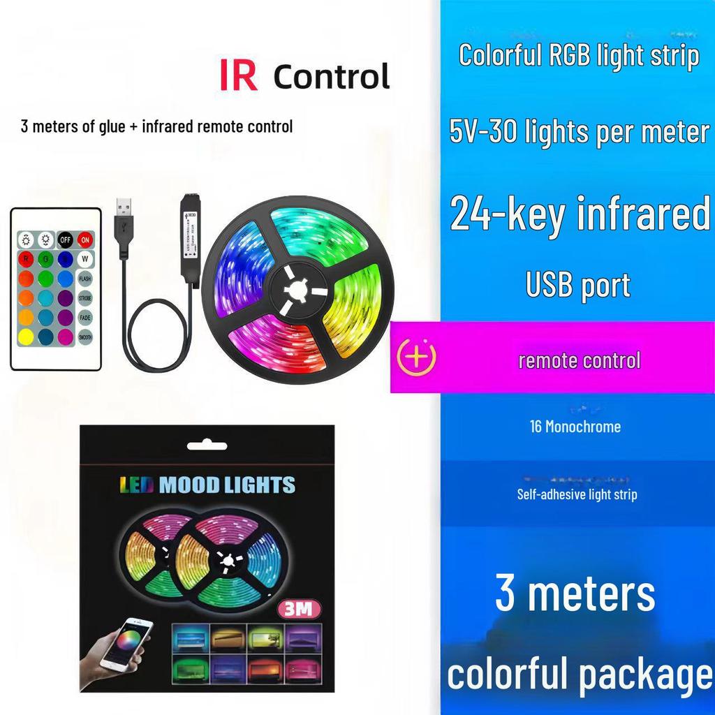5V RGB LED Light Strip Set: Color-Changing USB Bluetooth Smart Background for Desk and Wall Decoration.