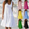 XS-5xl Plus Size Women's Casual Spring and Summer O-neck Strapless Dress Sleeveless Dress Loose Vest A-line Dress