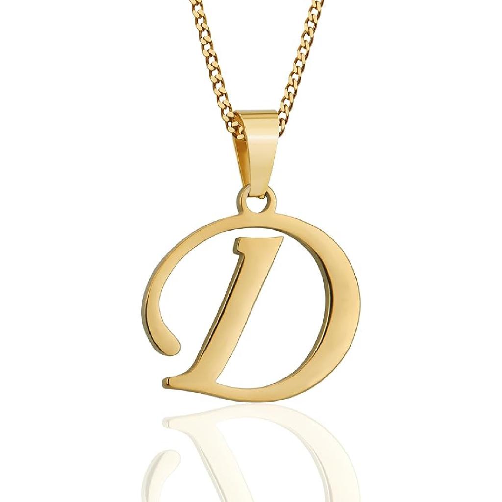 Suweibuke Initial Necklace for Men Women Boys Girls, 18K Gold Plated 26 Letters Pendant Necklace, Personalized Jewelry Gifts