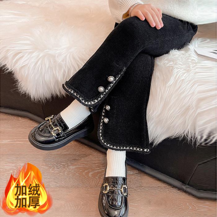 Girls Fleece Lined Flared Wide Leg Pants Warm and Stylish for Fall Winter 110