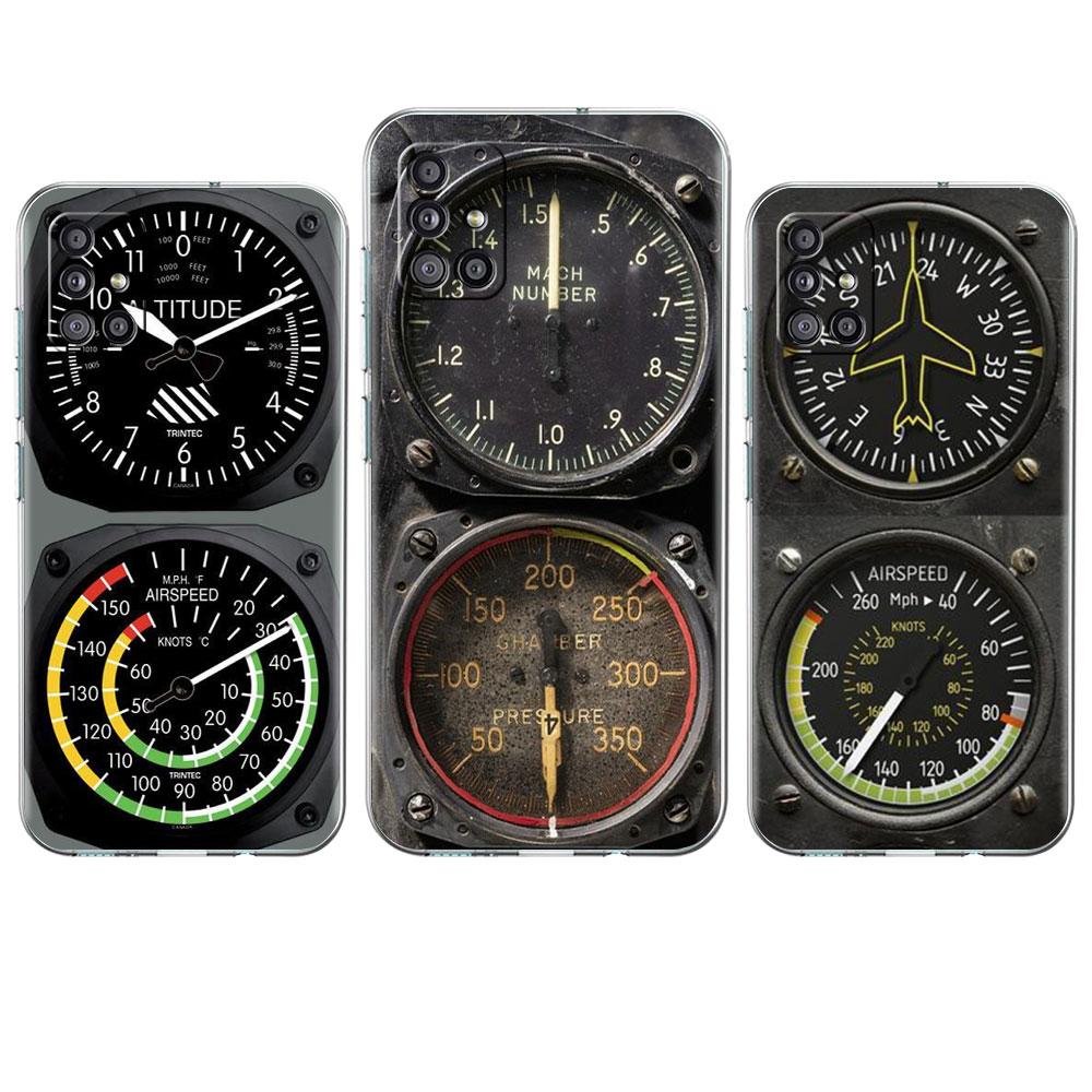 Aviation Aeroplane Helicopter Cockpit Instrument Clear Case For Samsung Galaxy A52 A12 A51 A32 A21s A71 A32 A22 AA50 Phone Cover