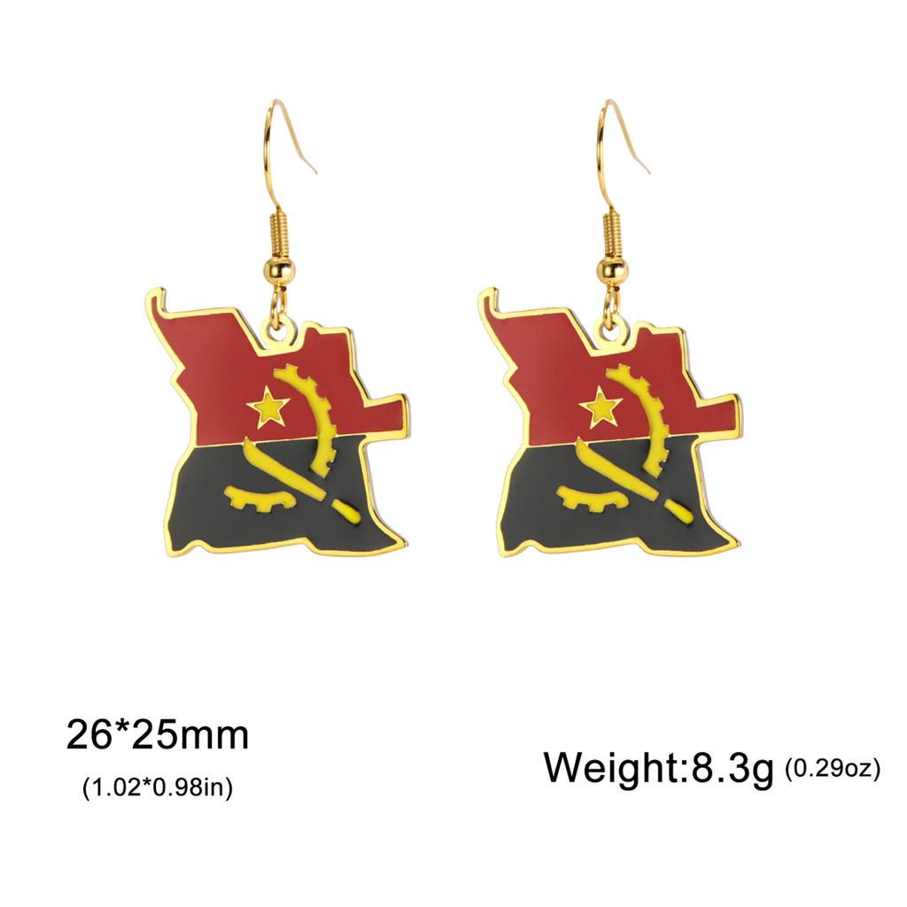  Drip Oil Angola Map Earrings For Women Stainless Steel Fashion Charm Angolan Flag Pendant Earring Jewelry Party Gifts