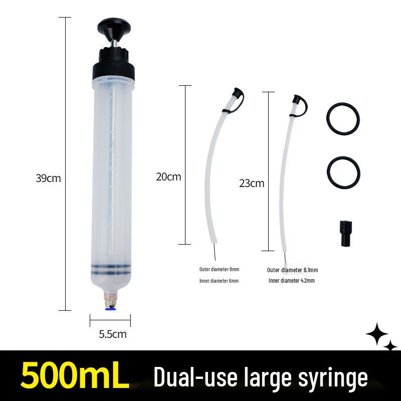 Outil de vidange d'huile à double usage de type seringue pour l'aspiration et l'injection d'huile moteur et de frein, avec fonction de nettoyage des dépôts de carbone