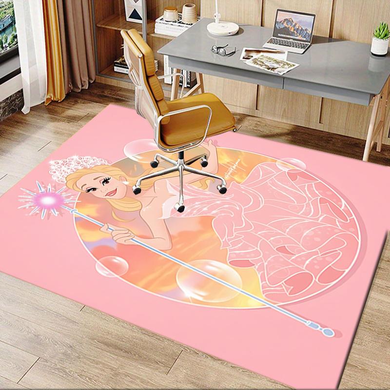 Princess, Magic Wand Pattern Polyester Office Carpet Chair Mats, Home Decor Dormitory Floor Protecto