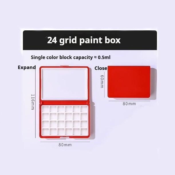 

Portable Mini Watercolor Palette Box 12/24 Grids 0.5/1ml Washing Bucket Plastic Solid Watercolor Storage Box Traveling Paint Box