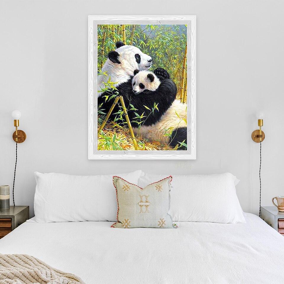 Noua pictură cu diamante 5D DIY, drăguț Panda, broderie cu diamante, punct de cruce, complet rotund, găurit, artizanat, decorațiuni pentru acasă, cadou de artă