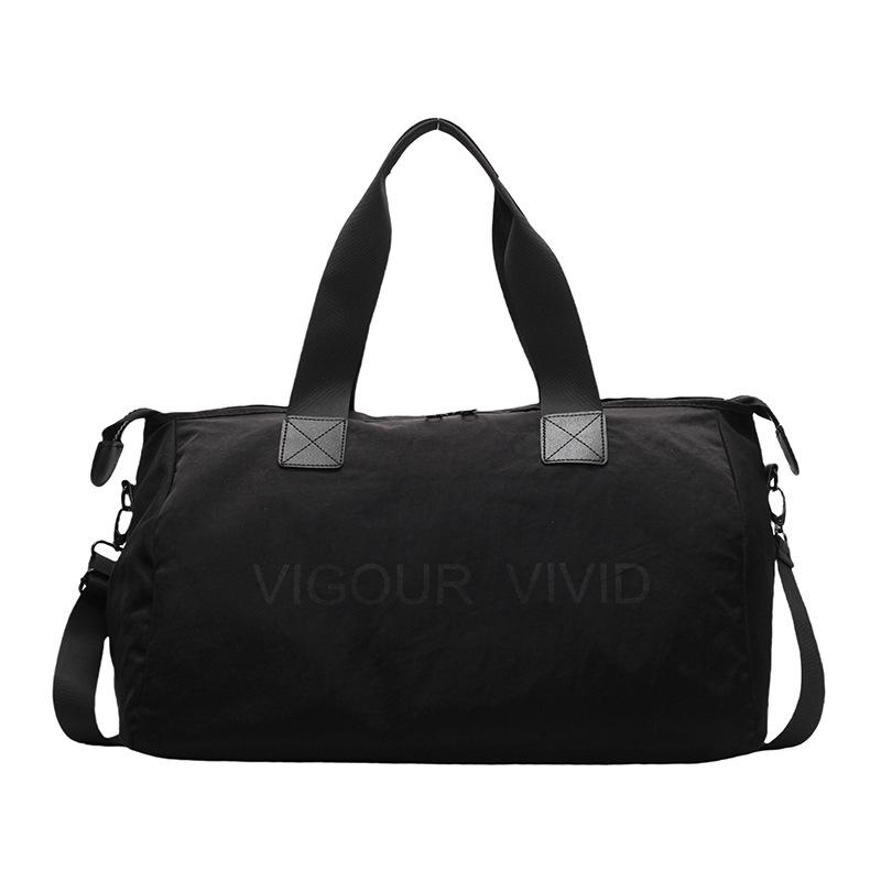 Business trip short trip bag women's lightweight solid color fitness bag fashion shoulder sports bag men's portable storage duffel bag
