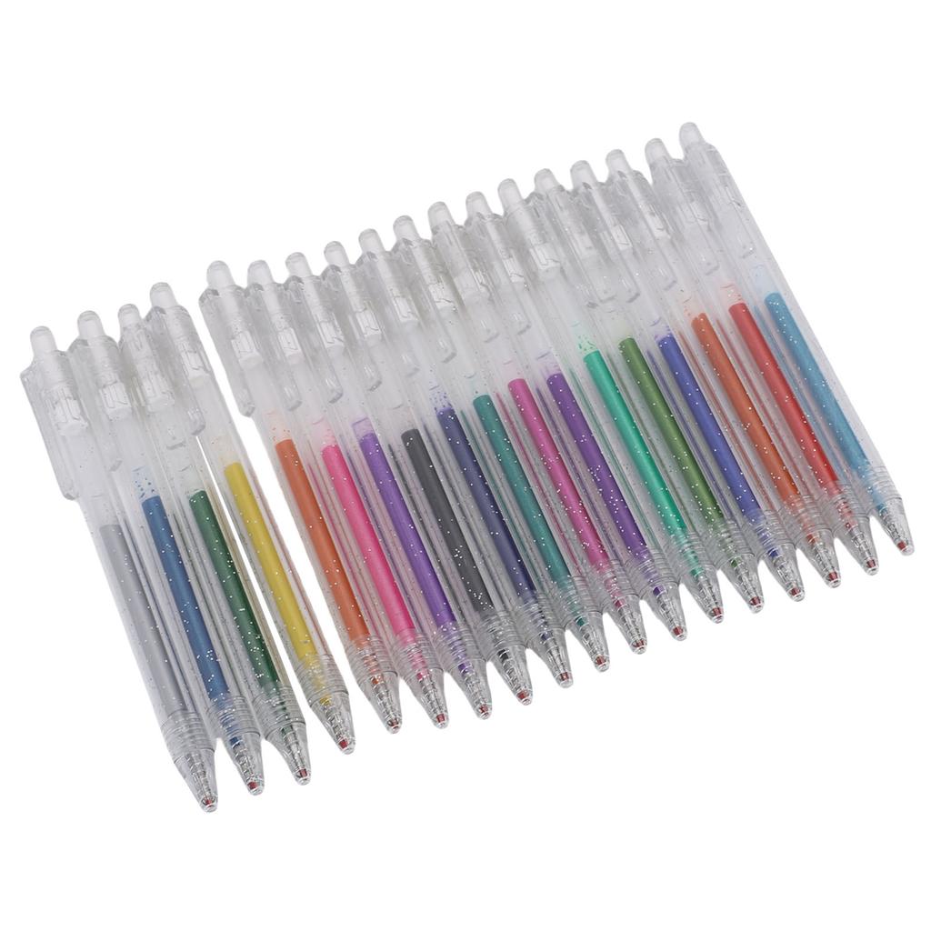 18 Colors Gel Ink Pen Set Retractable 1.0mm Tip Glitter Drawing Pen for Journal Coloring Calendar Decoration