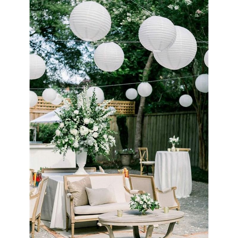 12pcs Chinese Round Paper Lanterns for Wedding Party Decoration White Japanese Hanging Lampshades New Year Decoration