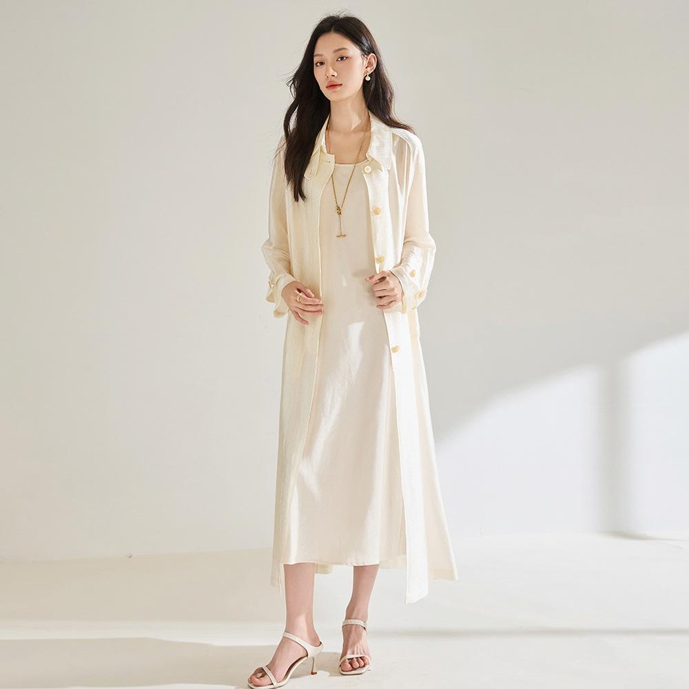 Spring and summer new acetic acid fashion sunscreen clothing thin high-end design long-sleeved long cardigan jacket 18850