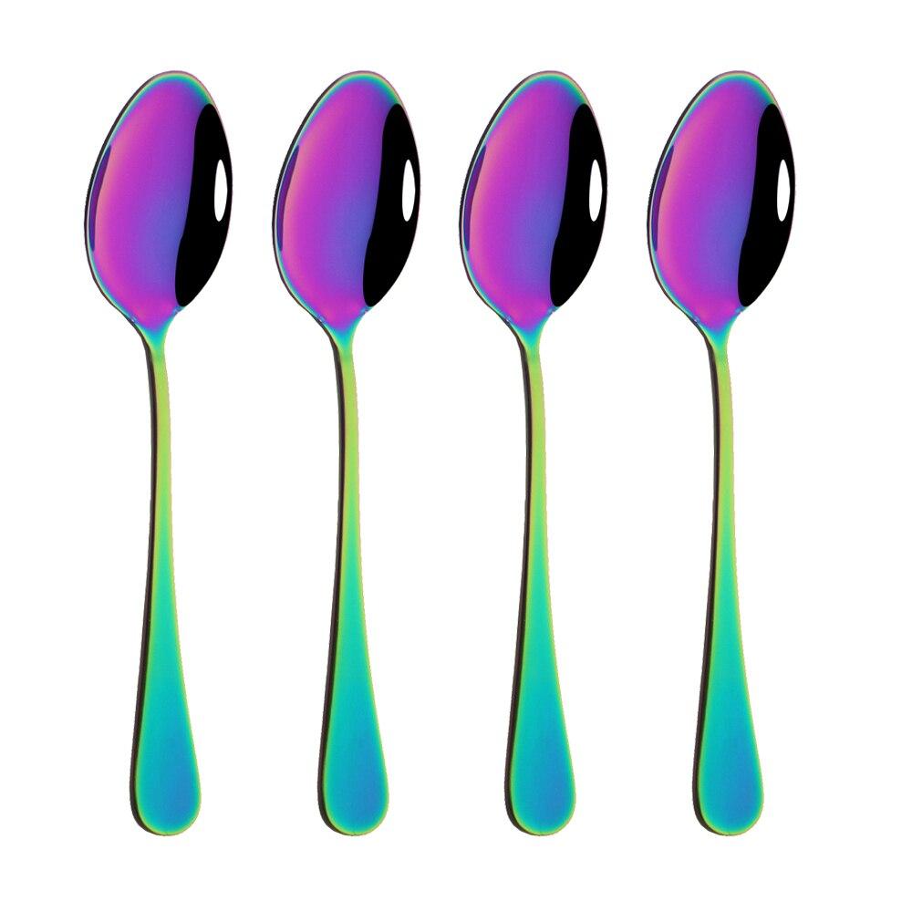 4Pcs Mirror Dinnerware Set Stainless Steel Flatware Cutlery Rainbow Set Kitchen Dinner Spoon Silverware Kitchen Tableware Set