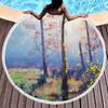 Landscape Art Oil Painting Round Beach Blanket Water Absorbent And Quick Drying Polyester Beach Towel Pool Towel Picnic Blanket