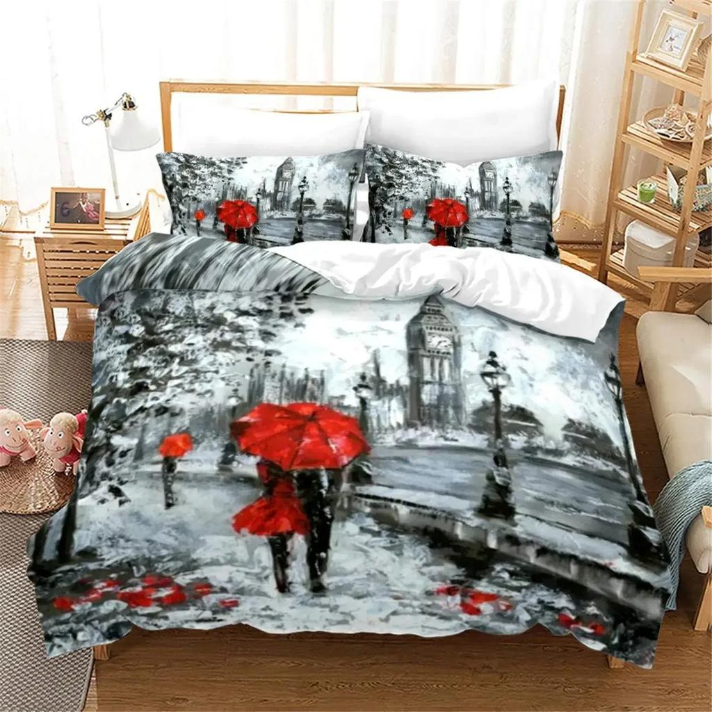 Eiffel Tower Bedding Set 3D Digital Printing Duvet Cover Fashion Design Comforter Cover Bed Linen Bed Set