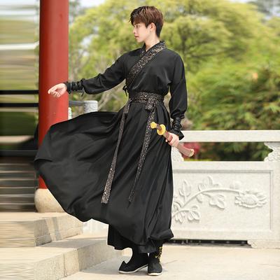 Herren Chinesischer Stil Hanfu Set, Antikes Wuxia Kampfsport Kostüm, Stickerei Tägliches Outfit