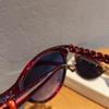 Vintage Cat Eye Sunglasses Women For Men  Sun Glasses Luxury Brand Designer Popular Punk Flower Chain Leather Eyewear Uv