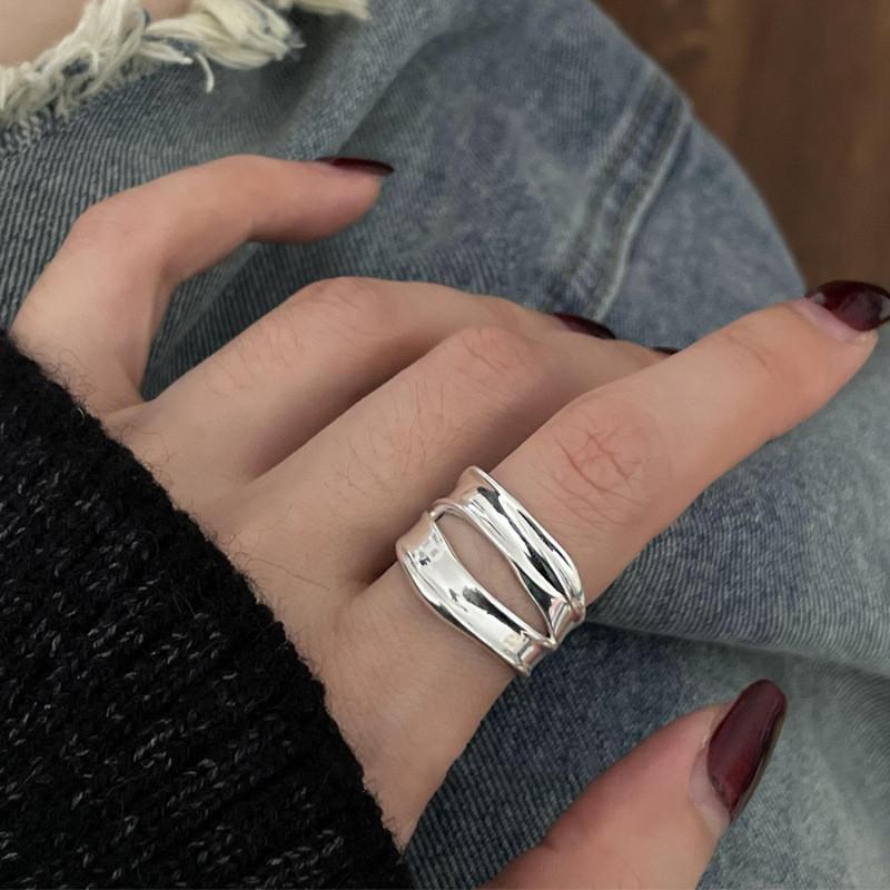 Stylish Versatile And Wide Copper Ring For Women With Irregular Design Perfect For 2024 Summer
