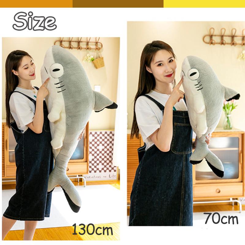 Shark Cat Plush Pillow Big Stuffed Animal Toy Fluffy Cute Plushie Doll Soft Hugging Sleeping Pet Throw Pillow Gift for Girl Boy