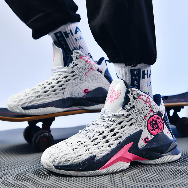 

Мужские и женские кроссовки для средней школы, парные баскетбольные кроссовки, мужские и подростковые кроссовки с высоким верхом, сетчатый верх, для реальных боевых действий 45