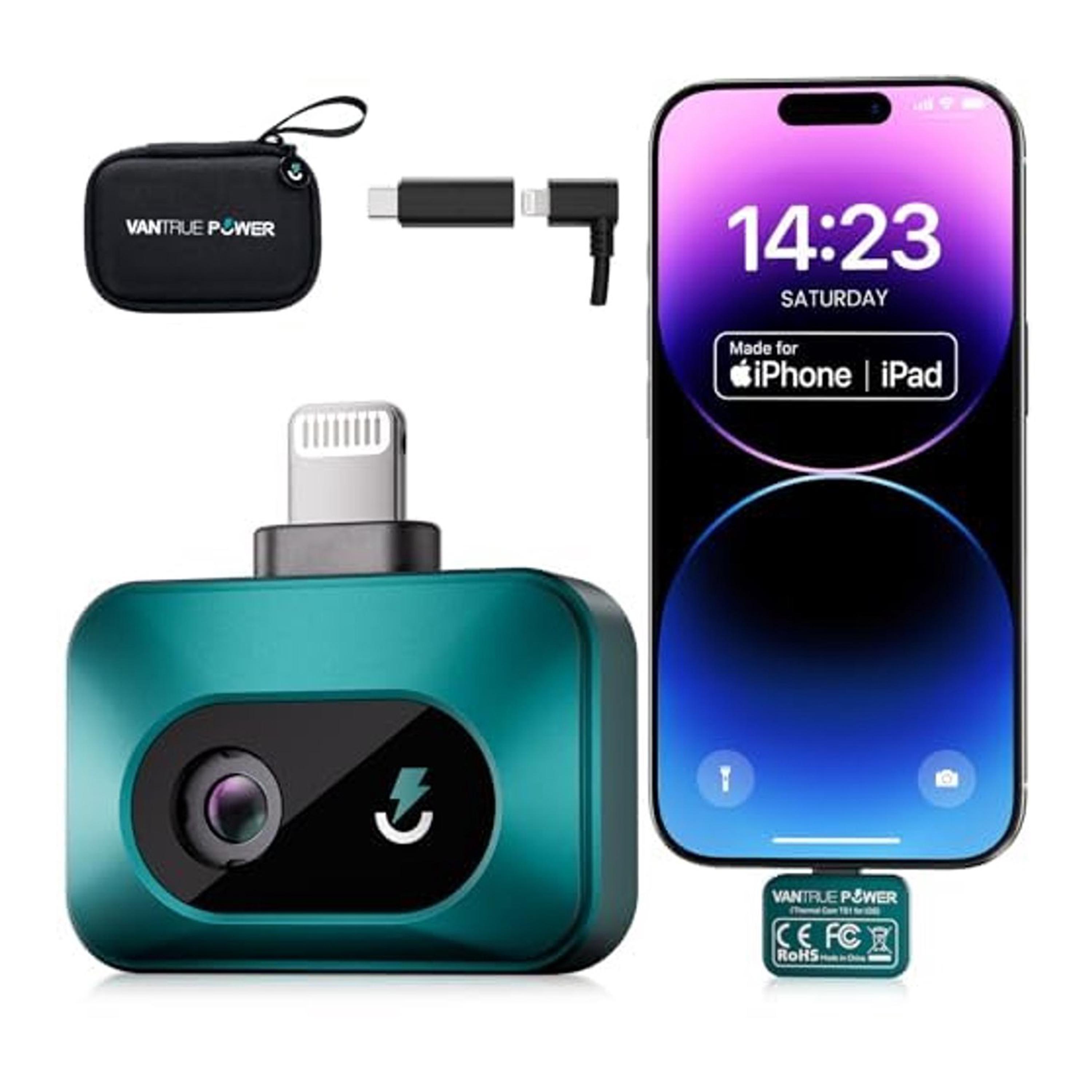 Wonderful place Vantrue TS1 Thermische Beeldvormingscamera voor iOS iPhone iPad, Infrarood Camera Thermische Camera's met 512 x 384 Super Resolutie, Lightning/USB-C