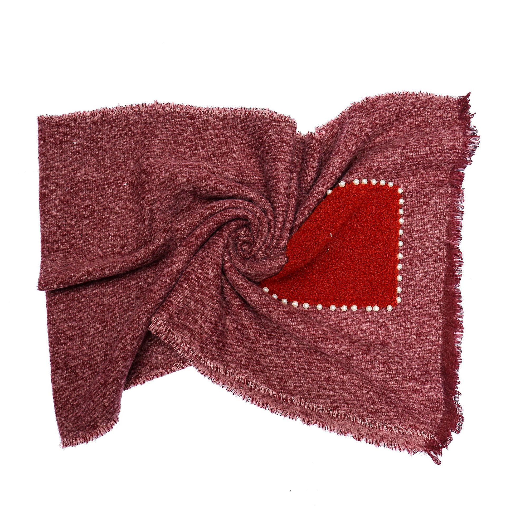Solid Color Faux Cashmere Pocket Tassel Warm Fashion Scarf 19065 красный