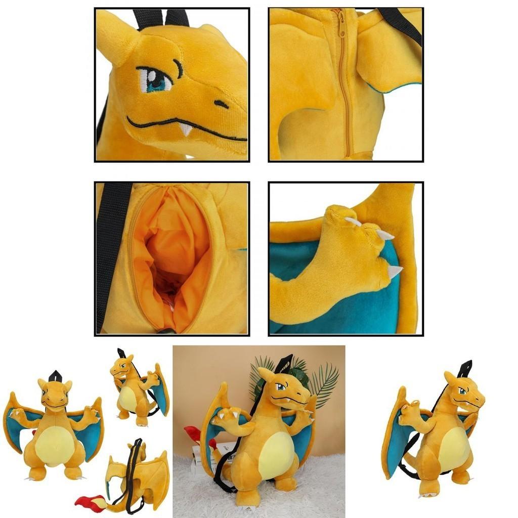 Cute Cartoon Backpack With Gengui And Charizard For Kids, Plush Toy Bag For Kindergarten