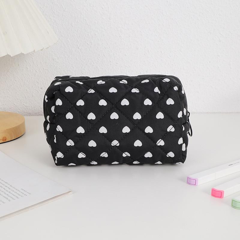 Heart Shape Travel Cosmetic Bag With Cotton Material For Women And Girls