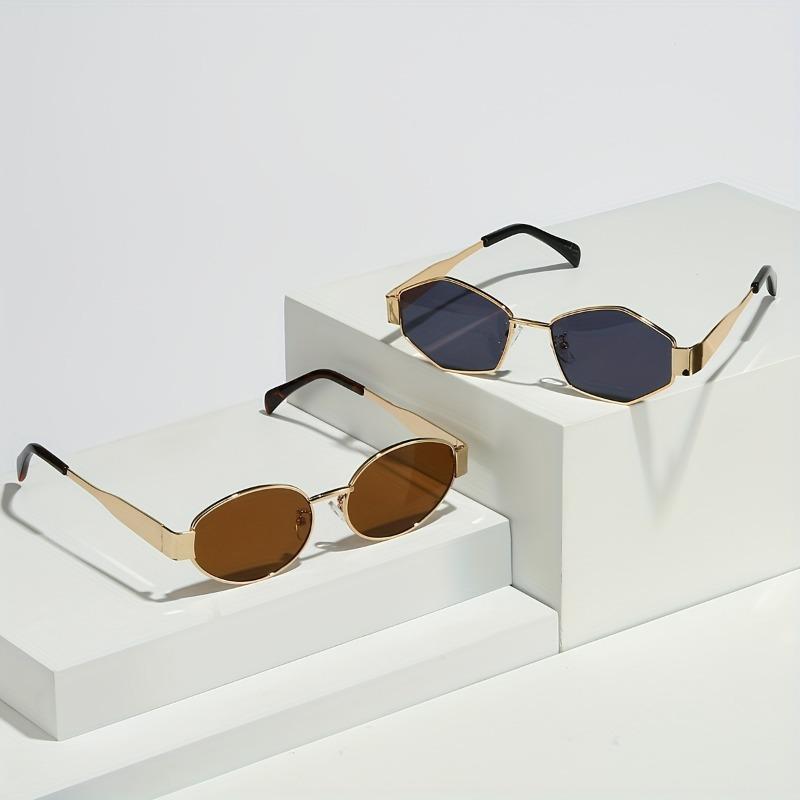 2pcs of glasses suitable for both men and women with retro metal frames are perfect for parties and ideal as gifts.