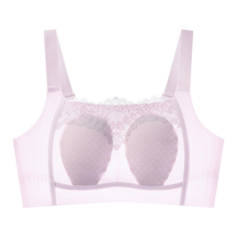 tube top rabbit ear cup underwear women's big breasts show small lifting, secondary breasts are closed, anti-sagging fixed cup breathable and cool bra