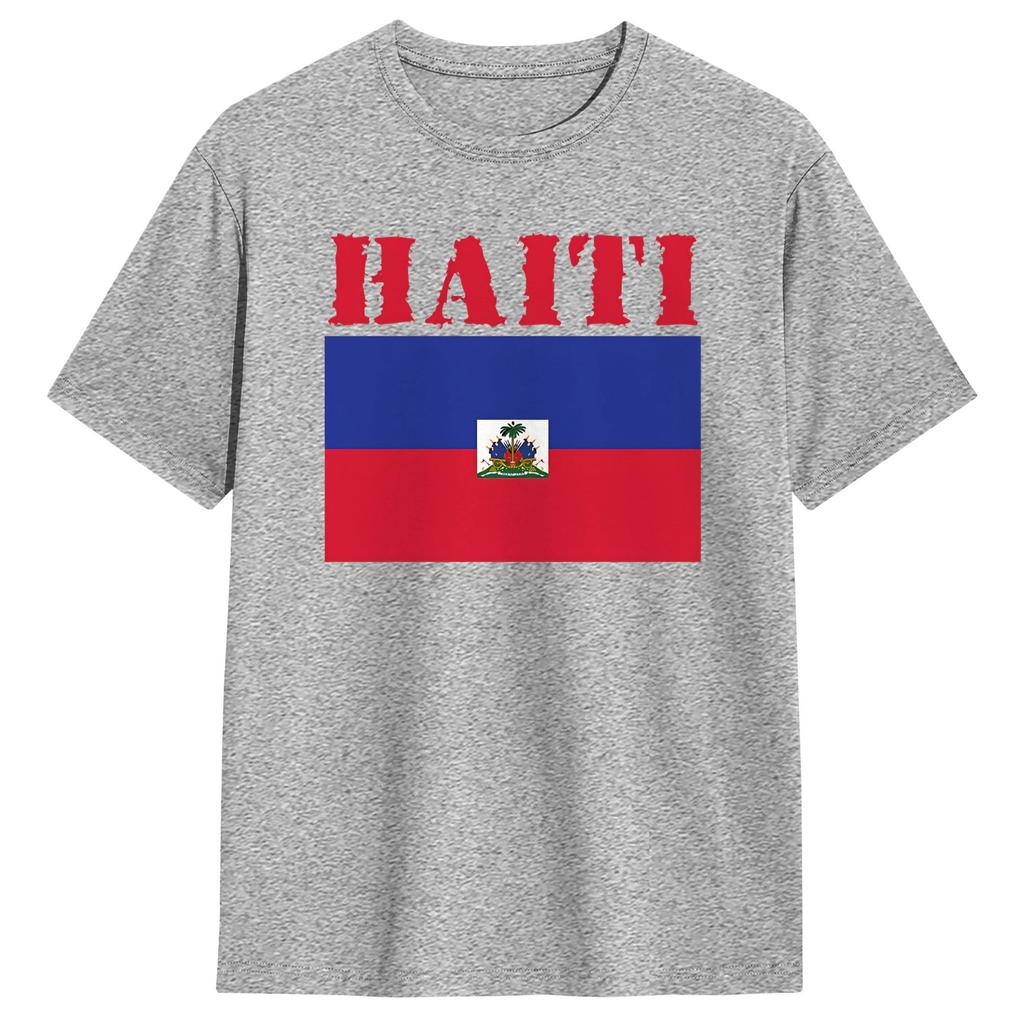 Unisexs TShirt Haitian Flag Love Haiti Awesome Cotton Tee Shirt Short Sleeve  T Shirt Crew Neck Clothes Unique
