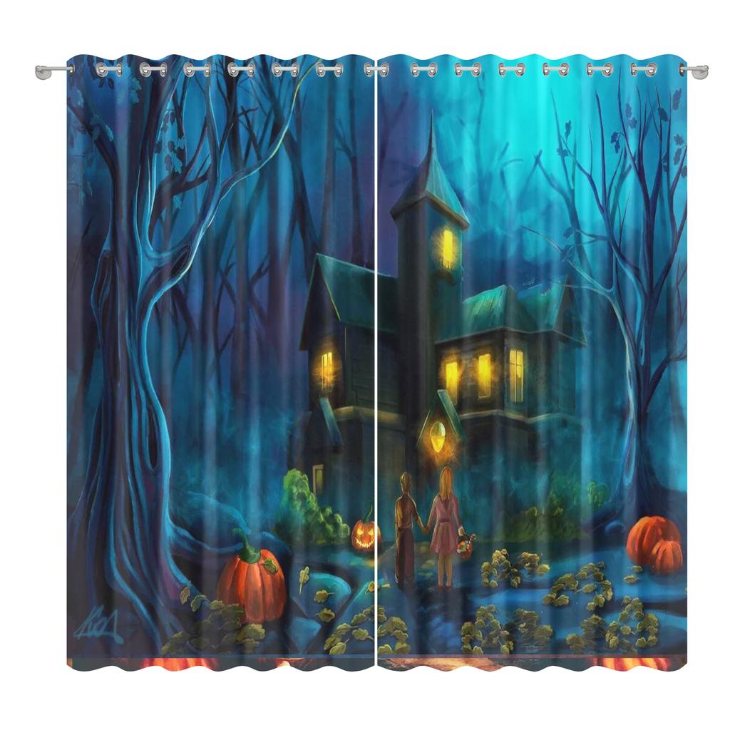 Halloween Curtain Cloth Bedroom Living Room Balcony Blackout Curtain Office Hotel Insulation Curtain