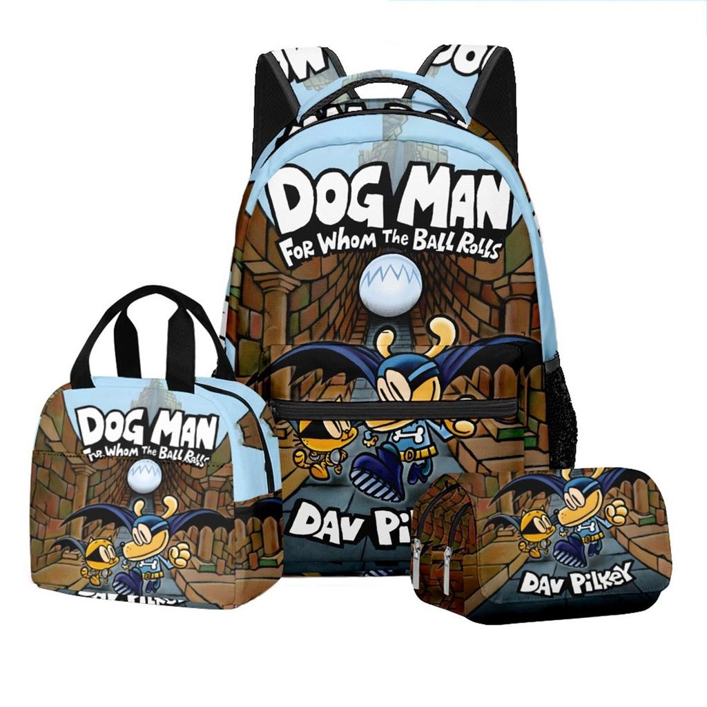 Movie Peripheral Print Backpack, School Bag Student Campus With Plush Ball Backpack