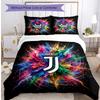 Juventus FC Pattern Printed 3PCS Bedding Set Soft Skin-Friendly Washable Duvet Cover & Pillowcases Set All Season Bedroom