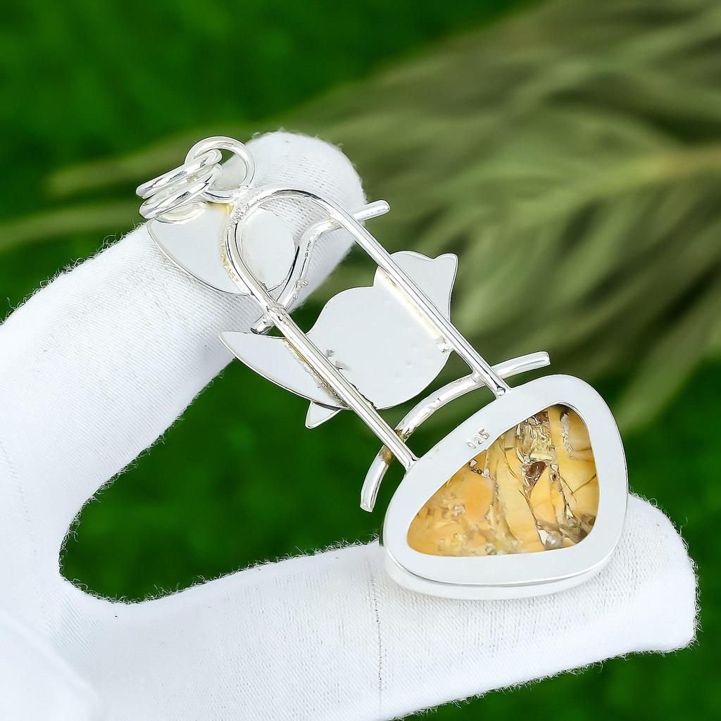 Hochzeitsgeschenk für Sie 925 Silber Natürlicher Brekzien-Mookait Edelstein Anhänger