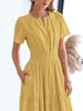 Spring/Summer Women's Fashion V-Neck Ruffled Bubble Sleeve Layered Maxi Dress for Women