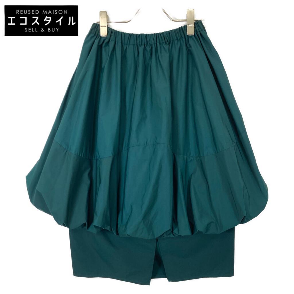 ENFOLD 22AW GREEN POLYESTER LAYERED BALLOON SKIRT skirt 36 greenUsed