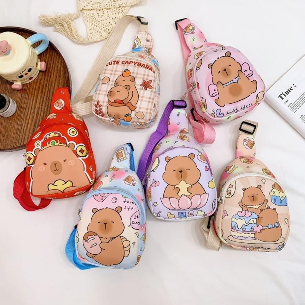 Portable Capybara Chest Bag Large Capcity Kids Crossbody Bag Cartoon Cartoon Shoulder Bag  Children