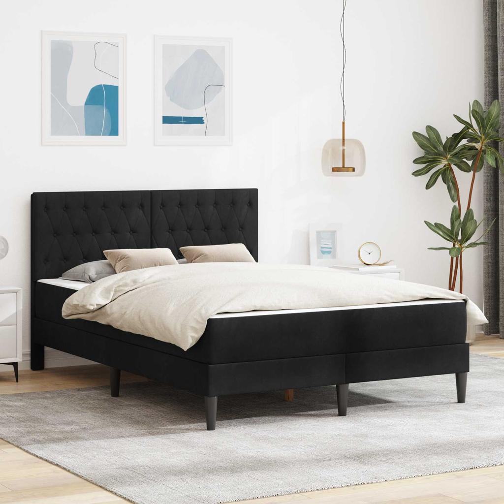 Bed Frame with Mattress vidaXL Black 120 x 190 cm Velvet