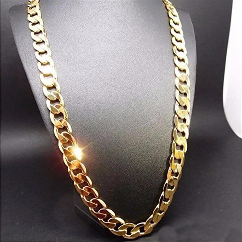 Gioielli a Catena Colore Oro Puro Chapado 24k Ouro Catena Pesante da 10mm per Uomo 20 Man20, 22", 24", 26", 28", 30"