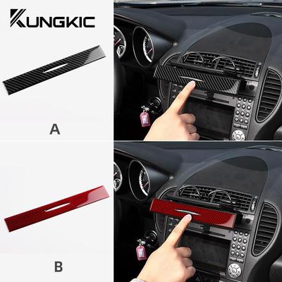 For Mercedes Benz SLK R171 2004 2005 2006 2007 2008 2009 2010 Central Air Outlet Accessories Real Soft Carbon Fiber Trim Sticker
