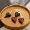 Elegant Red Drip Glaze Heart Earrings - Light Luxury & Versatile for Autumn/Winter
