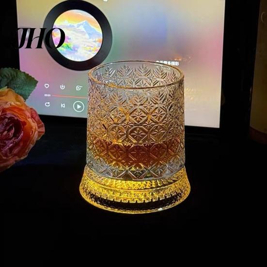 Verre à Whisky Rotatif Cadeau pour Papa, Tournant avec Lumière LED, 260ml Gravé Cadeau pour Amateur de Vin Papa Tumbler, Cadeau Fête des Pères, Compatible avec Glaçons
