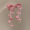 Silver needle French retro flower pearl fringed earrings personality sweet temperament stud earrings women
