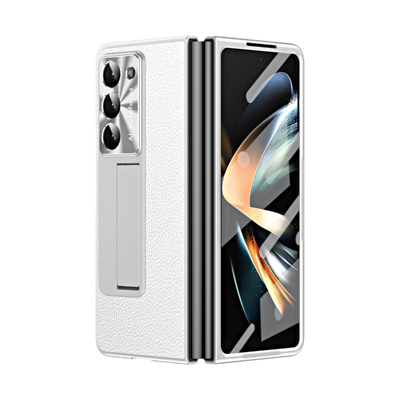 Electroplating Clemence Metal Stand Phone Case for Samsung Galaxy Z Fold 6 5 4 3 Fold6 Fold5 Fold4 Fold3 with Kickstand Holder Protective Cover