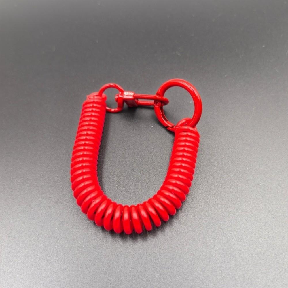 Elastic Straps Spiral Spring Lanyard Retractable Telescopic Spring Key Ring Outdoor