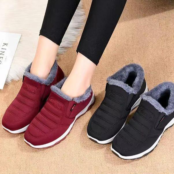 Winter Cloth Shoes Men's Cotton Shoes with Velvet Warmth for Middle Age/Elderly Dad Shoes Anti Slip  Wear Resistant Bull Tendon Bottom Cotton Boots