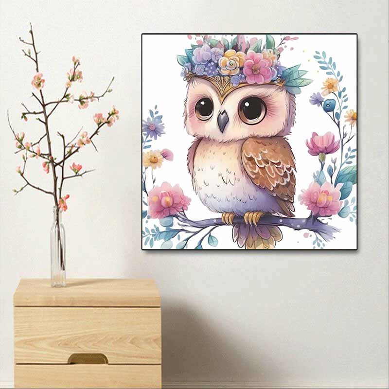 New Arrival 5D DIY Full Circle Diamond Painting "Painted Owl" Embroidery Cross Stitch Home Decor Gift