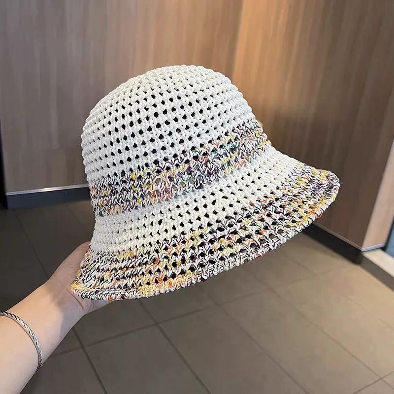 Summer New Style Straw Fisherman Hats Women's Breathable Face-Showing Small Bucket Hat Large Brim Anti-Uv Straw Hats