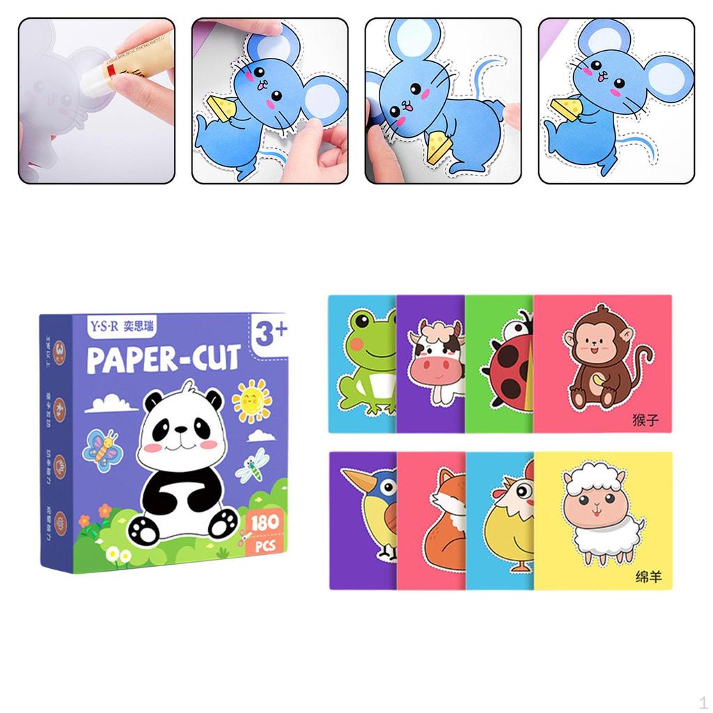 180 Pieces Paper Cutting Activity Set Craft Making Scissors Kit Art Painting DIY Project Material