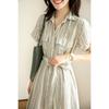 Luxury Summer Linen Dress with Stripes Thin and Comfortable High Quality Womens Fashion