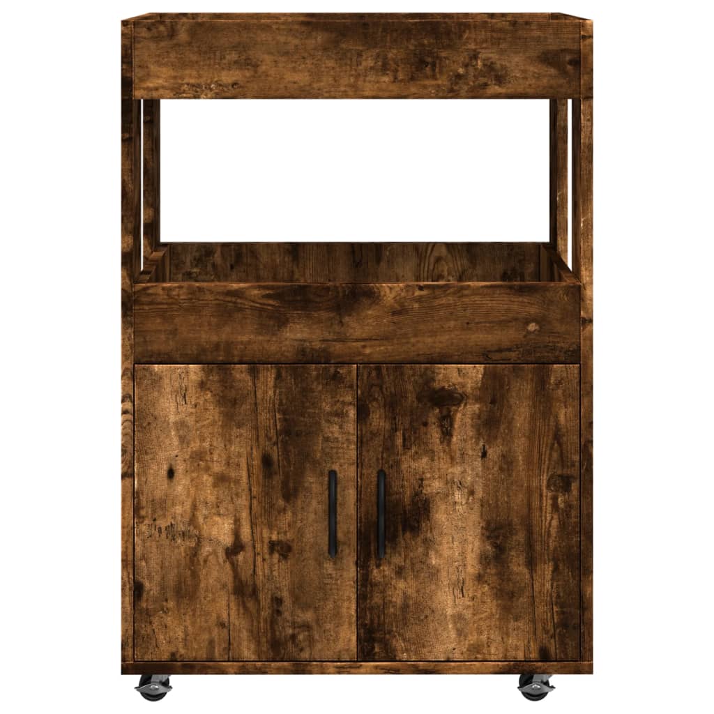 Bar Cart Smoked Oak 60 x 39.5 x 89 cm Engineered Wood